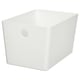 A white kuggs storage box made from recycled plastic, designed for organizing desk or bathroom items.