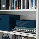 KUGGIS Box with lid, black-blue, 18x26x8 cm