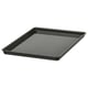 A KUGGIS black lid, made of recycled plastic, for a storage box. Its rectangular, fits nested boxes, and has a simple, flat design.