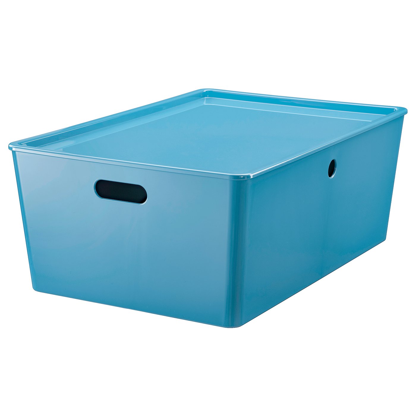 KUGGIS Storage box with lid blue, plastic IKEA