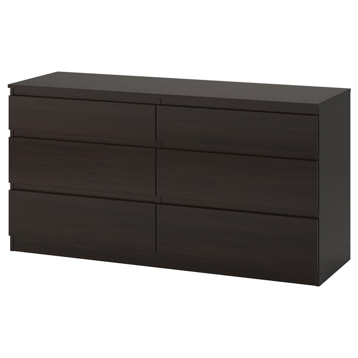 Chest of 6 drawers, KULLEN, blackbrown, 140x72 cm IKEA