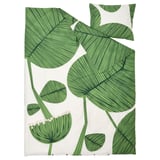 KUNGSCISSUS green leaf bedding set, white base, 100% cotton.