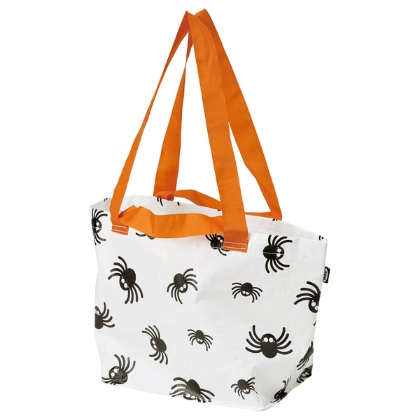 KUSTFYR Bag, spider pattern white/black, 27x18x27 cm 13 l