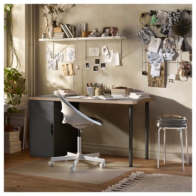 LAGKAPTEN / ALEX Desk, grey/wood effect, 140x60 cm