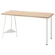 LAGKAPTEN desk: light wood top, white metal legs, rectangular shape, minimalist design.
