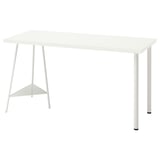 LAGKAPTEN: white desk, rectangular, modern, metal legs.
