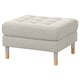 Option: Modern gray upholstered footstool with wooden legs, tufted design.