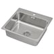 Stainless steel kitchen sink, square shape, single deep basin, with drainer, sleek modern design.
