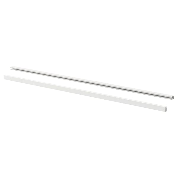 Two long, white LARKOLLEN aluminum handles with acrylic coating, laid side by side.