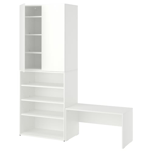 LASTARE Storage combination, white/with bench, 170x42x201 cm