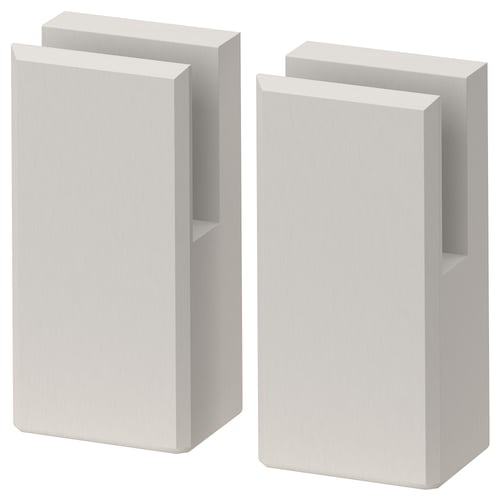 Two light grey wooden boxes, rectangular with inset panels and bevelled edges, standing side by side.