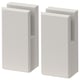 Option: Two light gray wooden boxes, rectangular with inset panels and beveled edges, standing side by side.