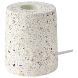 LERSKIFFER: white terrazzo-patterned concrete lamp base with small round shape, for mood lighting.