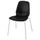 Black LIDÅS chair, sleek modern design, reinforced plastic seat, white metal legs, stackable.