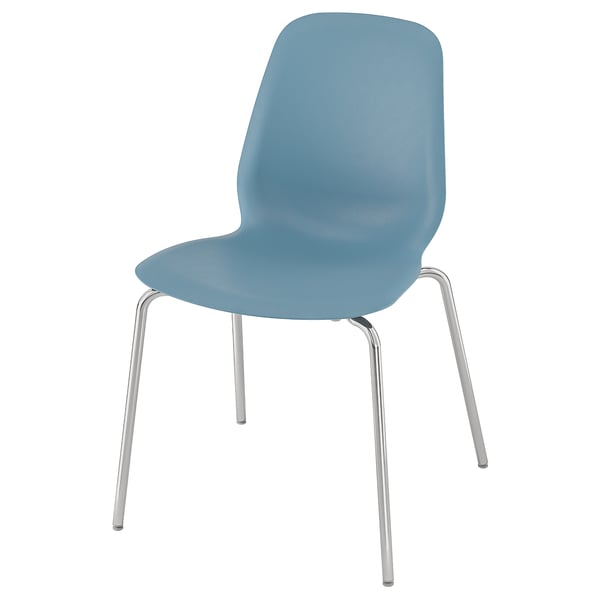 LIDÅS blue chair, chrome legs, sleek & modern design.