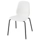 Modern white LIDÅS chair with sleek black legs, smooth plastic seat and back, stackable design.