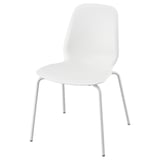 A white LIDÅS chair with a curved seat and back, supported by four metal legs.