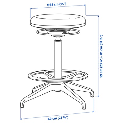 Active sitting stool with round seat and gas height adjustment.