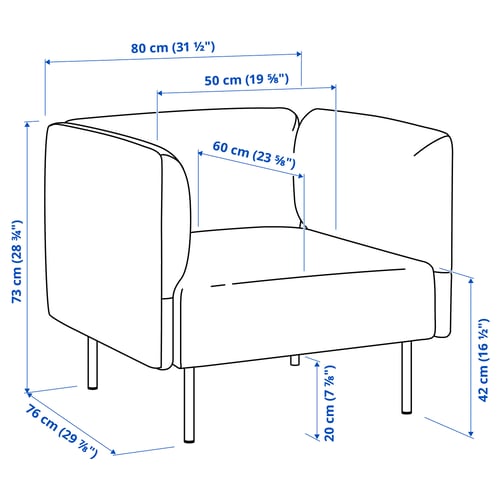 Illustration with measurements for the product: LILLEHEM.