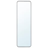 A LINDBYN mirror with a black frame and rounded corners, suitable for hanging horizontally or vertically.
