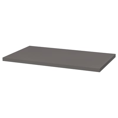 LINNMON tabletop, dark grey, rectangular, simple design. Flat surface, sturdy, light-weight material.