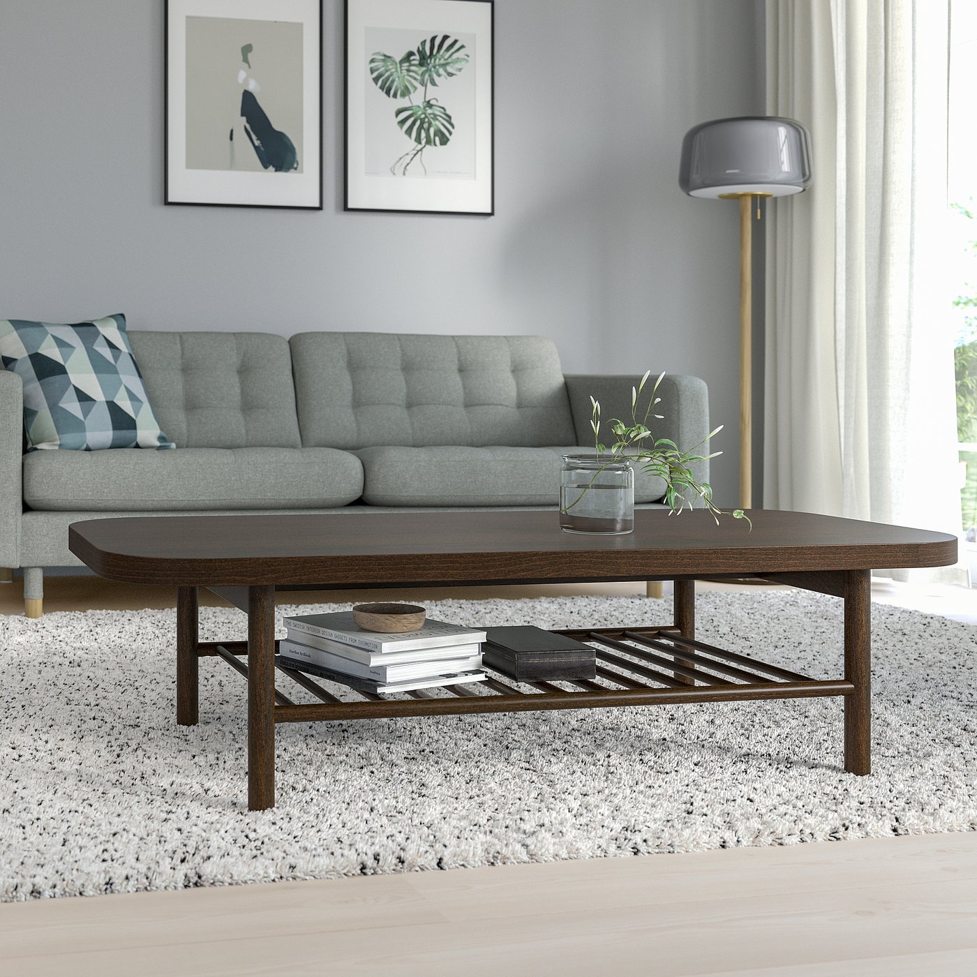 LISTERBY coffee table, dark brown beech veneer, 140x60 cm - IKEA