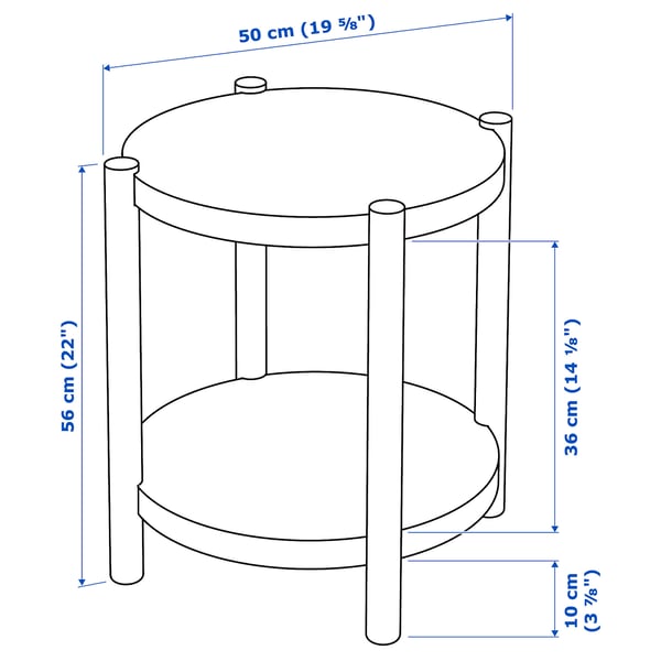 LISTERBY mesa auxiliar, chapa roble, 50 cm - IKEA