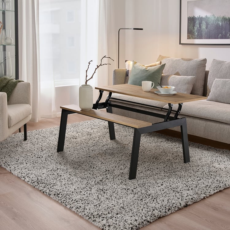 LJUNGSBRO coffee table, adjustable black/oak effect, 104x70 cm IKEA