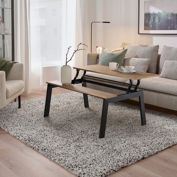 LJUNGSBRO coffee table, adjustable black/oak effect, 104x70 cm IKEA