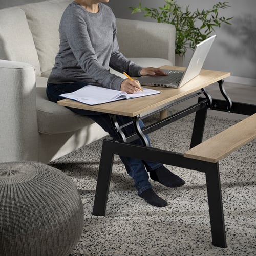 LJUNGSBRO coffee table, adjustable black/oak effect, 104x70 cm IKEA