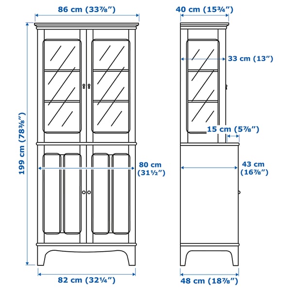 Illustration with measurements for the product: LOMMARP/BJÖRKBERGET.