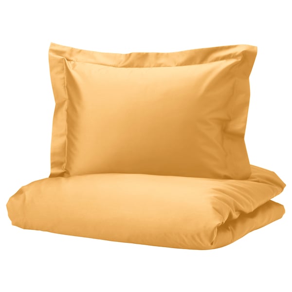 LUKTJASMIN duvet cover and 2 pillowcases, yellow, 200x200/60x70 cm IKEA