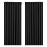 Black MAJGULL block-out curtains, simple, solid color, rectangular, rod-pocket header.