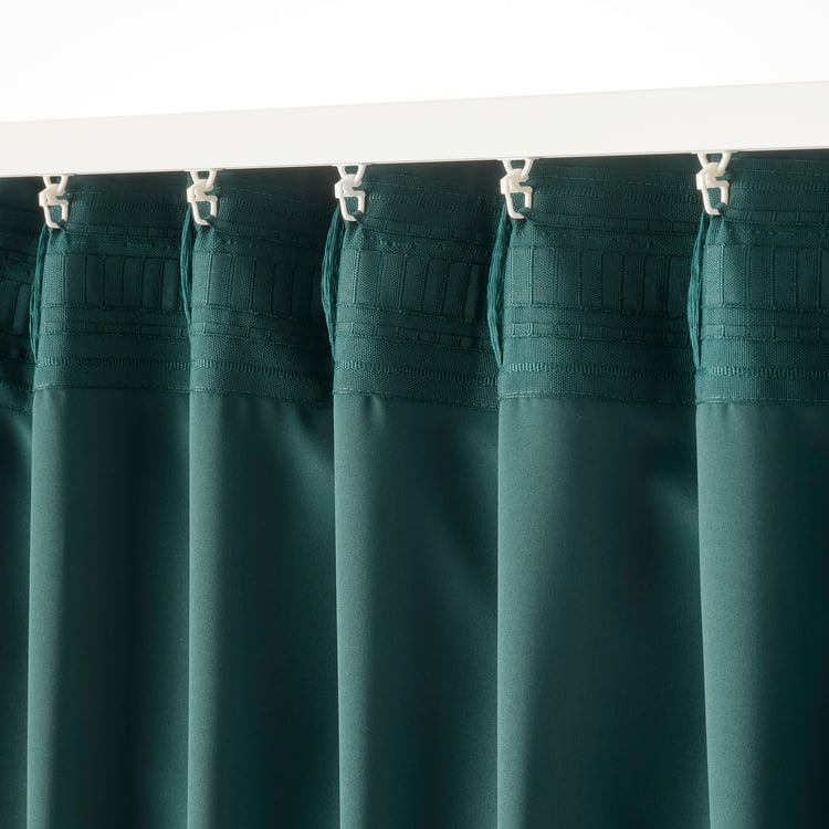 Blockout curtains, MAJGULL, 1 pair, 145x300 cm, dark turquoise IKEA