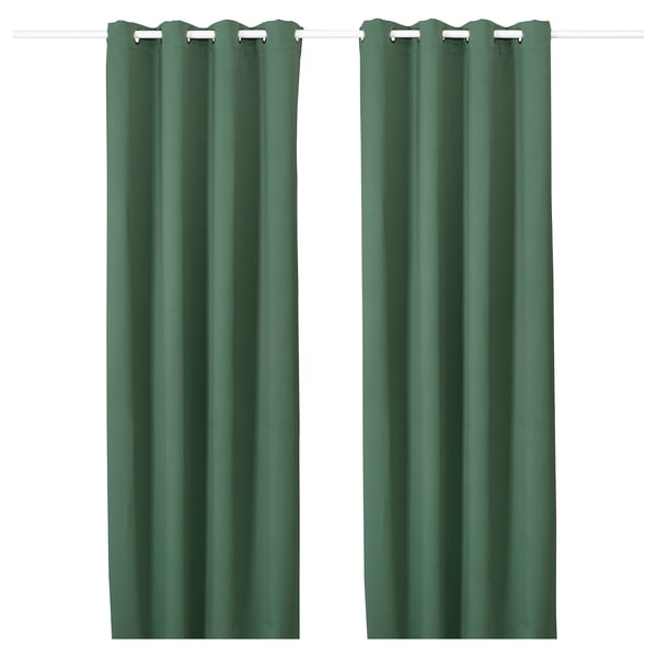 Majgull Block Out Curtains 1 Pair With Eyelets Green Ikea