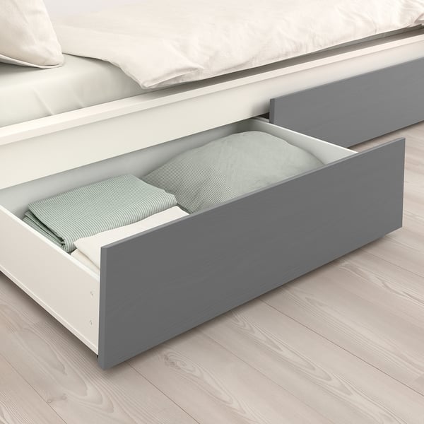 MALM Bed storage box for high bed frame, grey stained, 200 cm IKEA