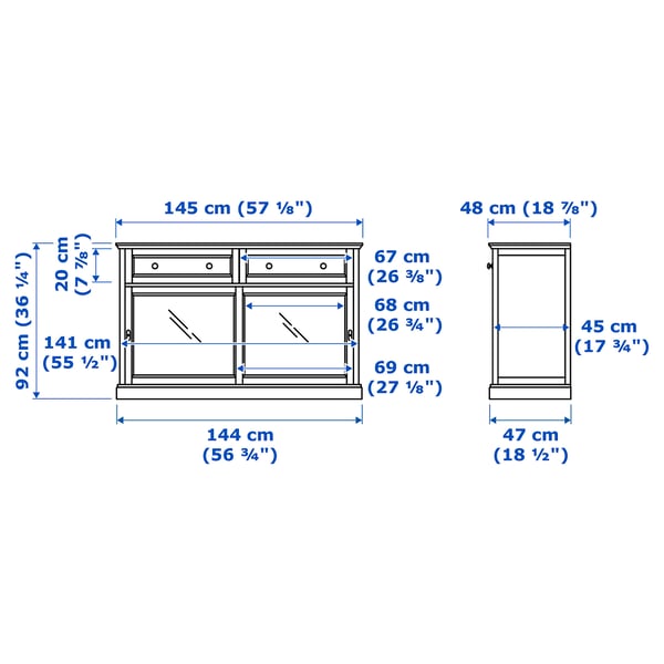 MALSJÖ Sideboard basic unit, black stained, 145x92 cm IKEA