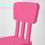 Bright pink childrens chair with smooth back and wide seat, sturdy and comfortable.