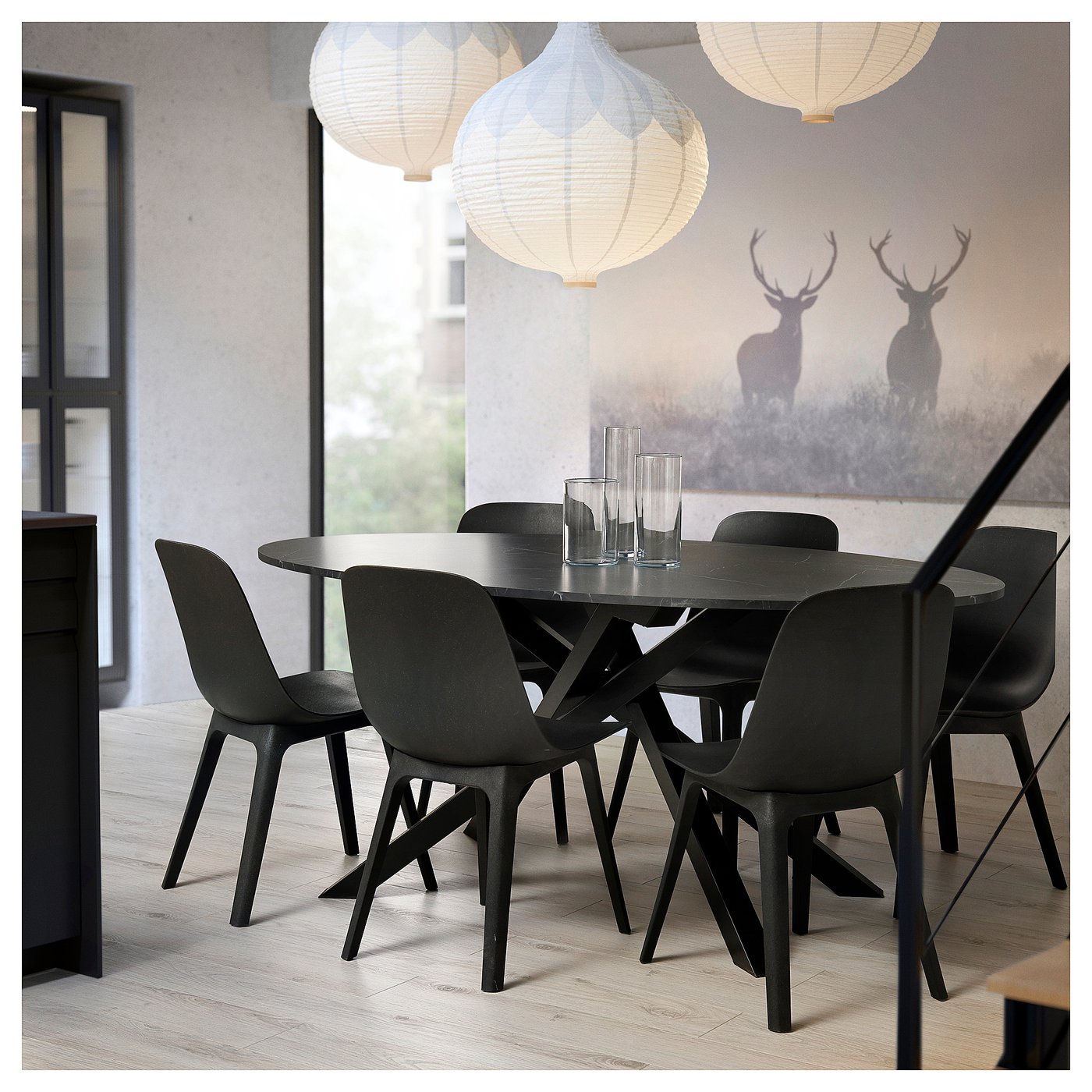 MARIEDAMM table, black marble effect, 180x100 cm IKEA - Main Image