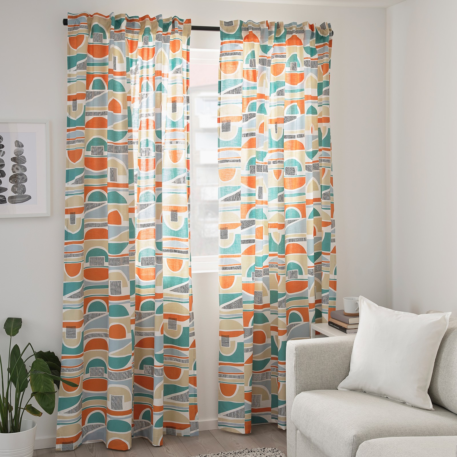 MARTORN Curtains, 1 pair, multicolour, 145x300 cm IKEA