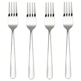 Four silver MARTORP stainless steel forks lined up neatly, polished and shining.