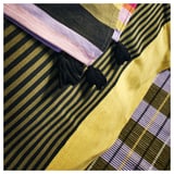 MÄVINN bedspread, yellow-black stripes, cotton, soft, handwoven tassels, colorful stripes.