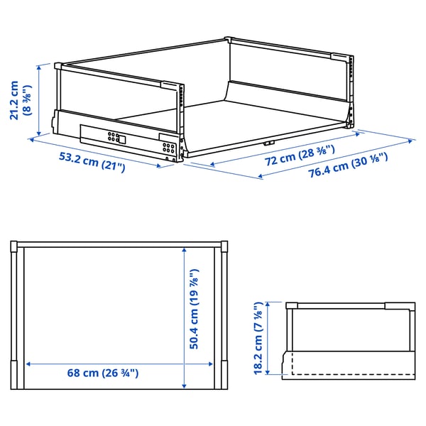 MAXIMERA Drawer, high, white, 80x60 cm