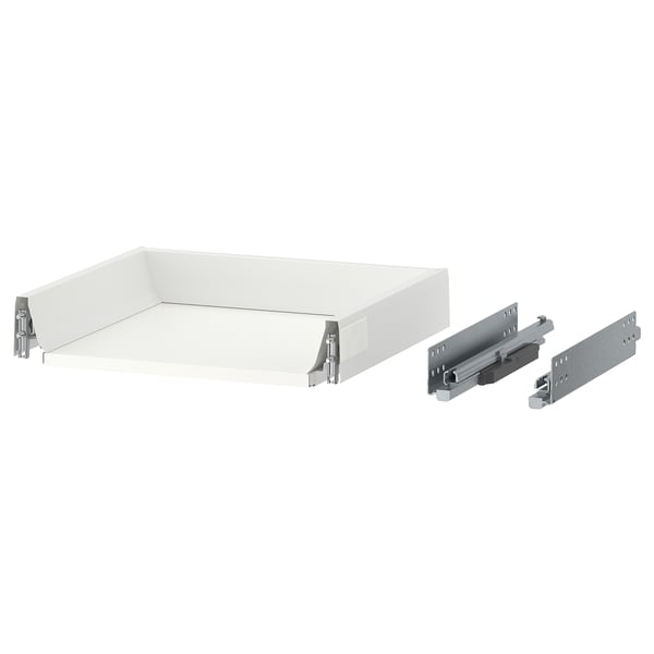 A white MAXIMERA drawer with silver runners separated.