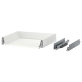 A white MAXIMERA drawer with silver runners separated.
