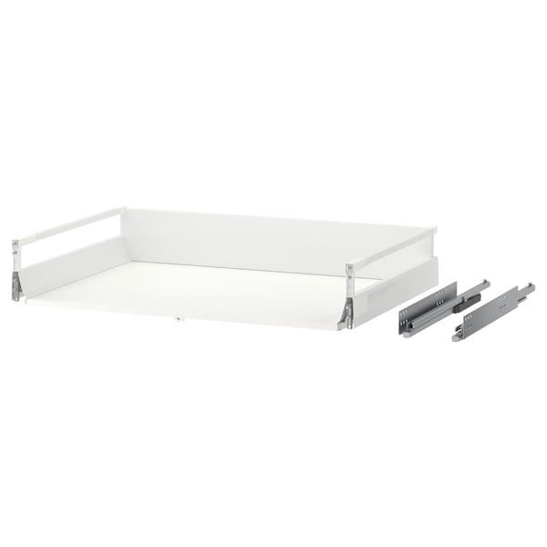 MAXIMERA pull-out drawer, white, melamine & steel, rectangular, minimalistic design.