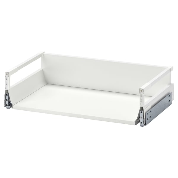MAXIMERA white drawer, sleek modern design, sturdy steel runners, melamine bottom, ideal for organized storage.