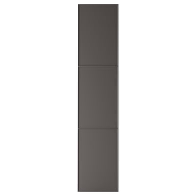 Vertical grey cabinet door, smooth finish, beveled edges.