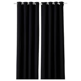 Black MERETE curtains, sheer fabric, hang straight.
