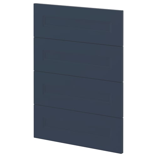 Dark blue METOD storage unit with four rectangular panels.
